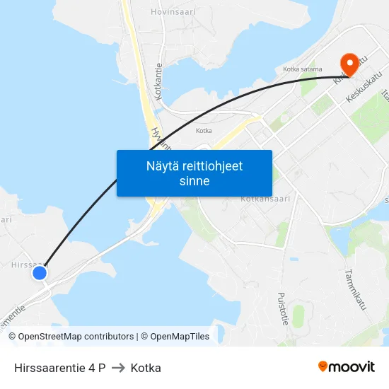 Hirssaarentie 4 P to Kotka map