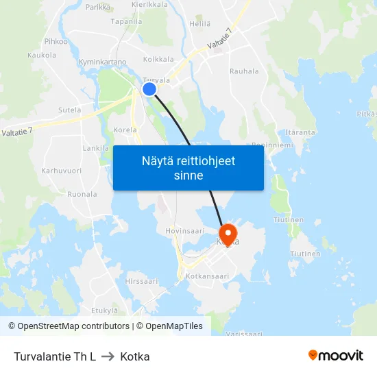 Turvalantie Th L to Kotka map