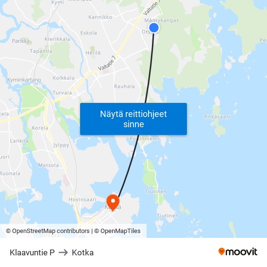 Klaavuntie P to Kotka map