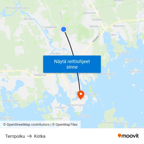 Terripolku to Kotka map