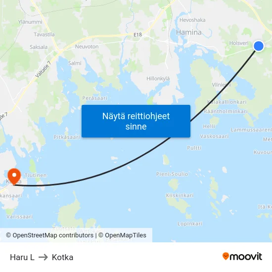 Haru L to Kotka map