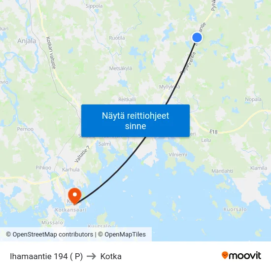 Ihamaantie 194 ( P) to Kotka map