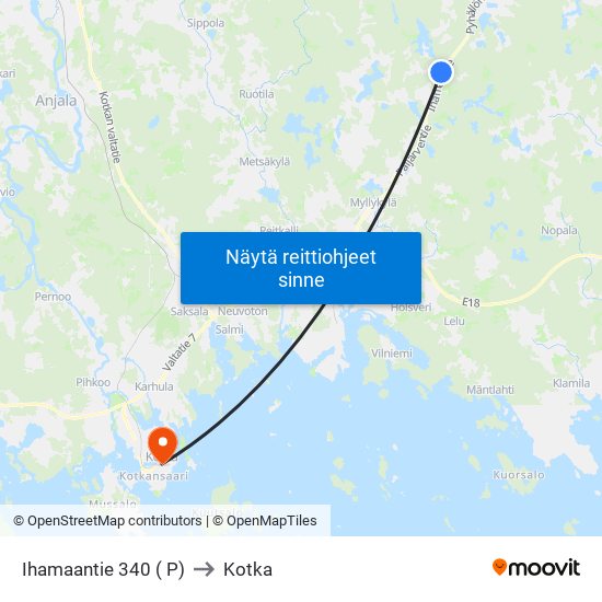 Ihamaantie 340 ( P) to Kotka map