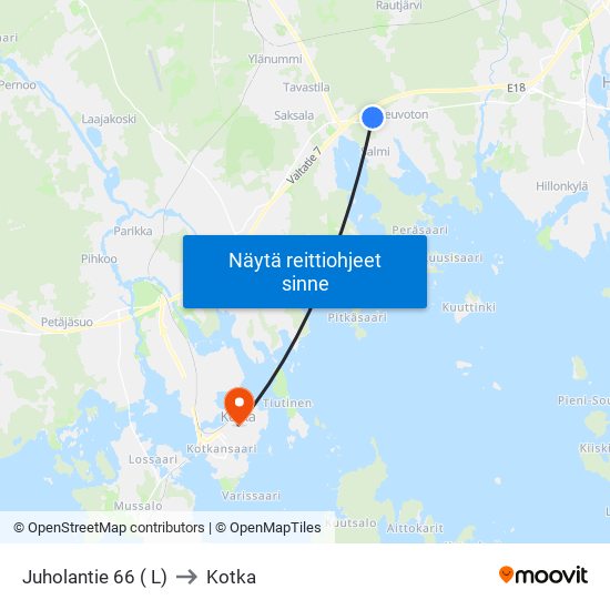 Juholantie 66 ( L) to Kotka map