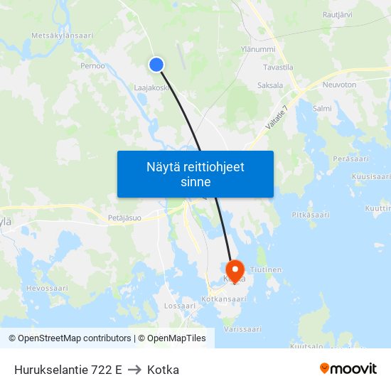 Hurukselantie 722 E to Kotka map