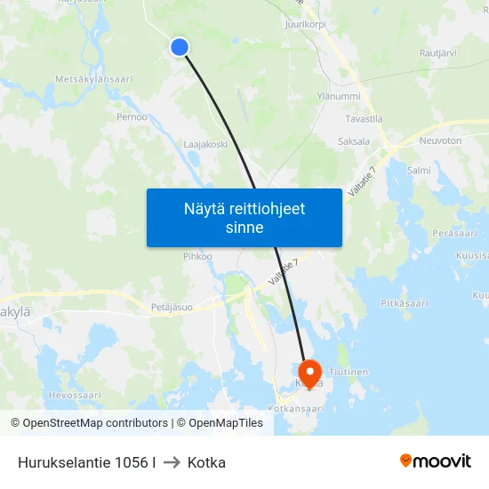 Hurukselantie 1056 I to Kotka map