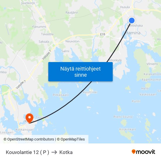 Kouvolantie 12 ( P ) to Kotka map