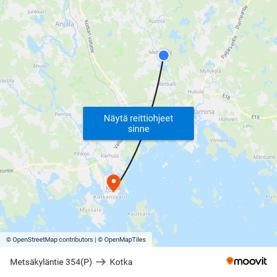 Metsäkyläntie 354(P) to Kotka map