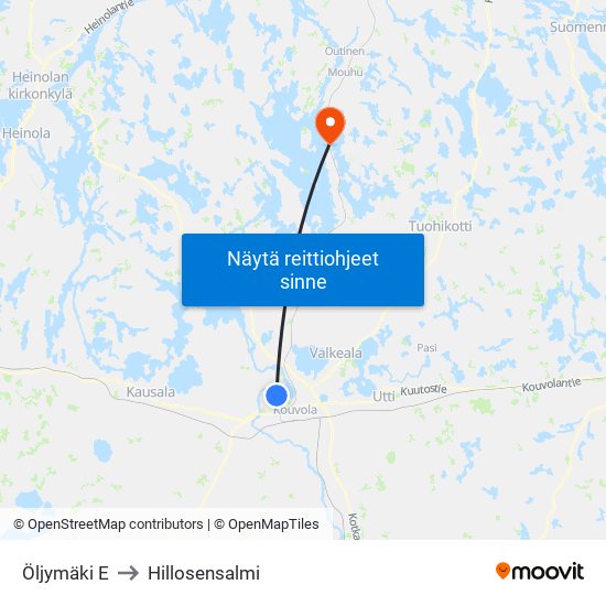 Öljymäki E to Hillosensalmi map