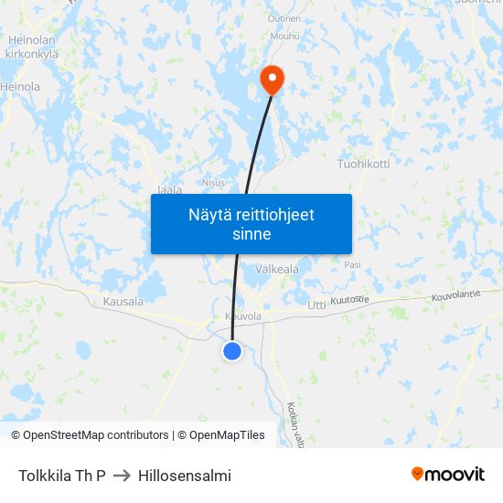 Tolkkila Th P to Hillosensalmi map