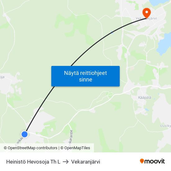 Heinistö Hevosoja Th L to Vekaranjärvi map