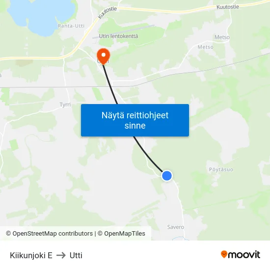 Kiikunjoki E to Utti map