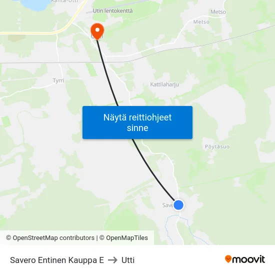 Savero Entinen Kauppa E to Utti map