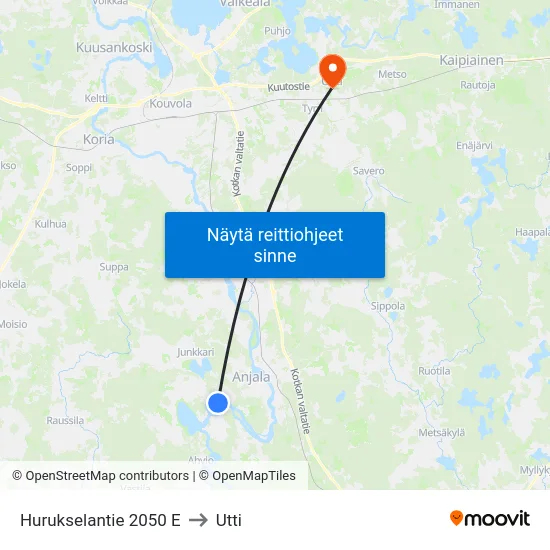 Hurukselantie 2050 E to Utti map