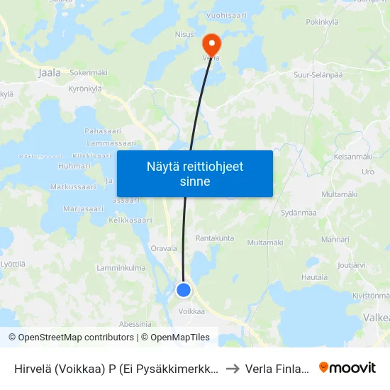 Hirvelä (Voikkaa) P (Ei Pysäkkimerkkiä) to Verla Finland map