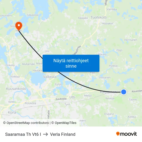 Saaramaa Th Vt6 I to Verla Finland map