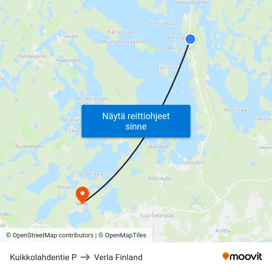 Kuikkolahdentie P to Verla Finland map