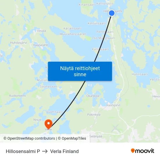 Hillosensalmi P to Verla Finland map