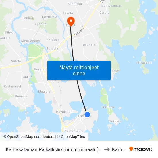 Kantasataman Paikallisliikenneterminaali (Kotka) to Karhula map