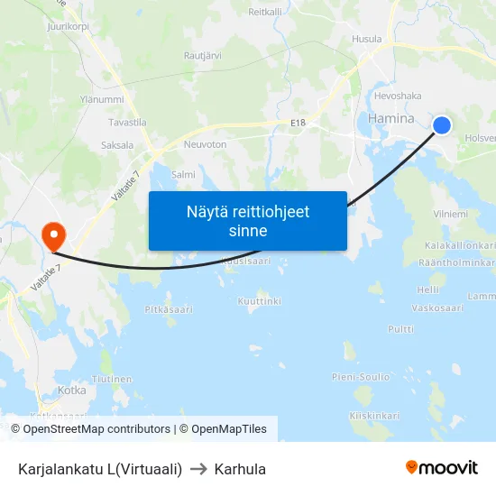 Karjalankatu L(Virtuaali) to Karhula map