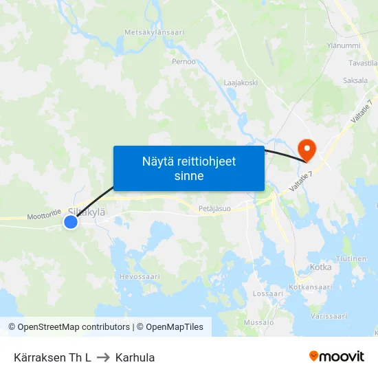 Kärraksen Th L to Karhula map