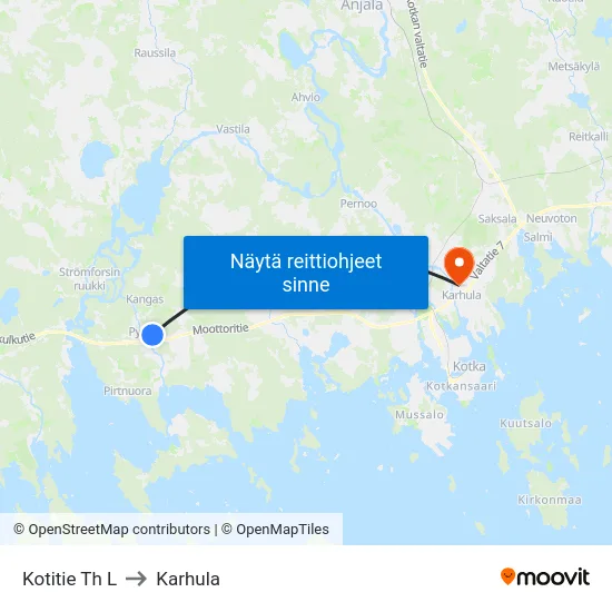 Kotitie Th L to Karhula map