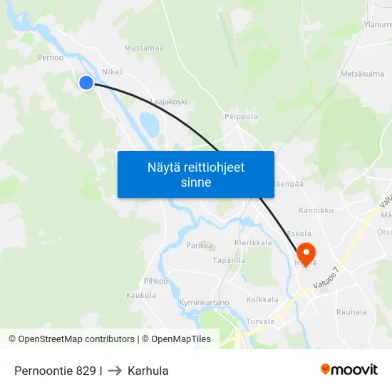 Pernoontie 829 I to Karhula map