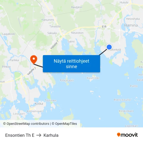 Ensontien Th E to Karhula map