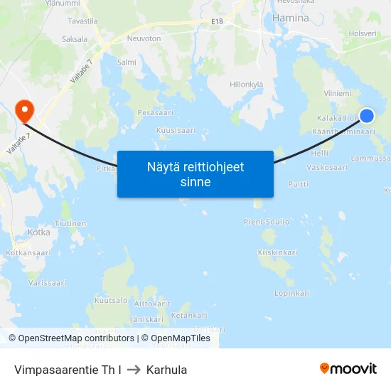Vimpasaarentie Th I to Karhula map