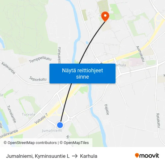 Jumalniemi, Kyminsuuntie L to Karhula map