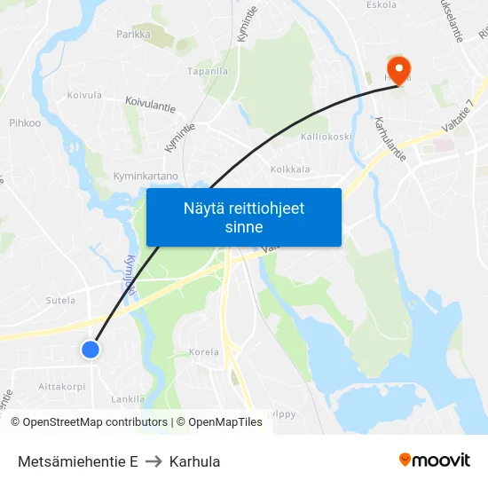 Metsämiehentie  E to Karhula map