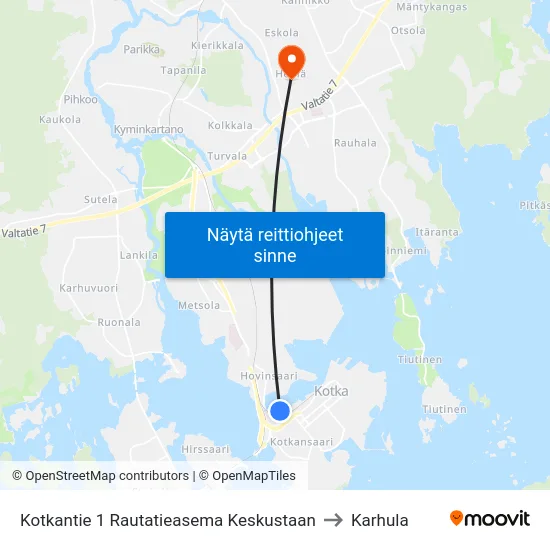 Kotkantie 1 Rautatieasema Keskustaan to Karhula map
