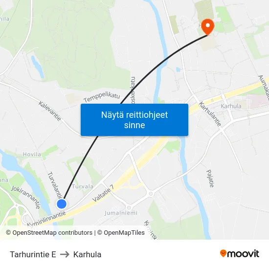 Tarhurintie E to Karhula map