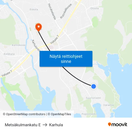 Metsäkulmankatu E to Karhula map