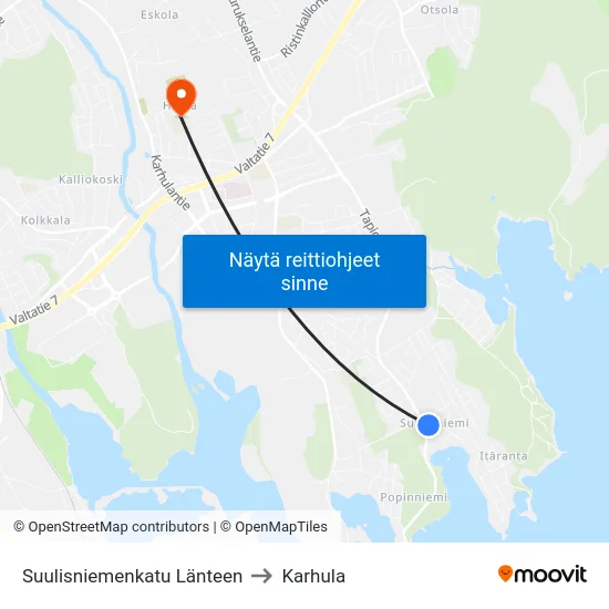 Suulisniemenkatu Länteen to Karhula map