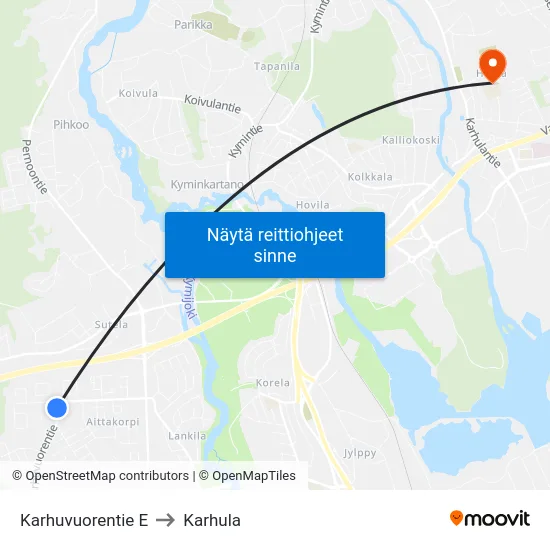 Karhuvuorentie E to Karhula map