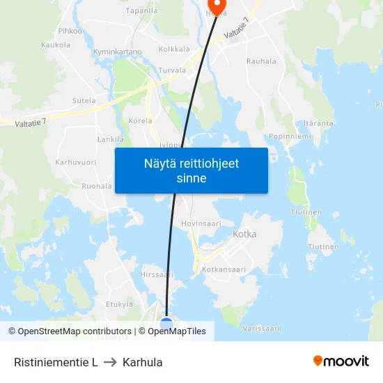 Ristiniementie L to Karhula map