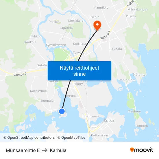 Munsaarentie E to Karhula map