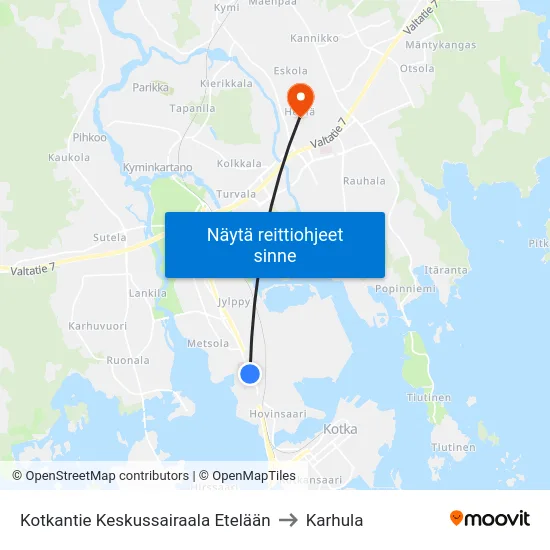 Kotkantie  Keskussairaala Etelään to Karhula map