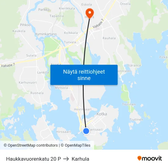 Haukkavuorenkatu 20 P to Karhula map