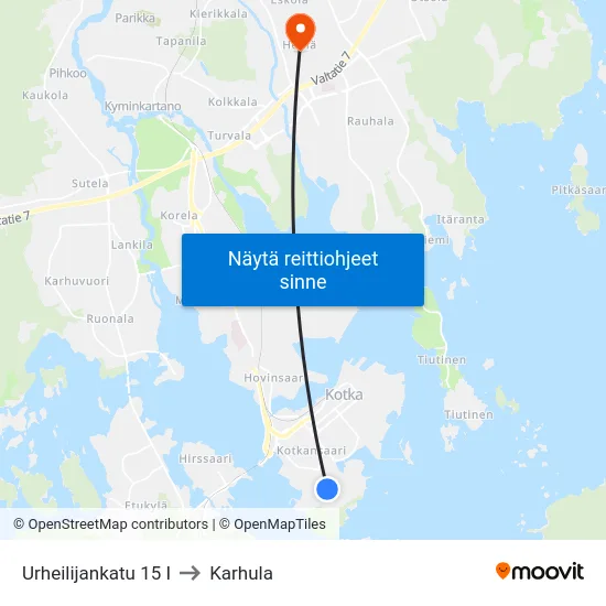 Urheilijankatu 15 I to Karhula map
