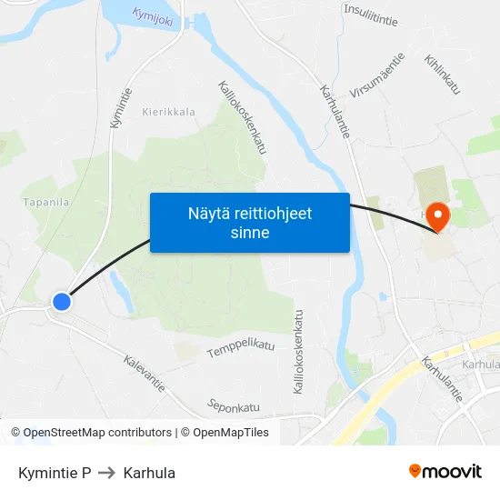 Kymintie P to Karhula map