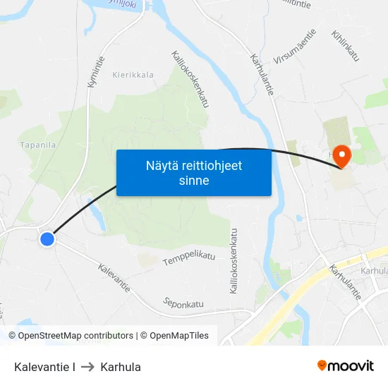 Kalevantie I to Karhula map