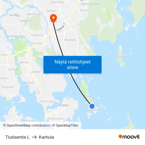 Tiutisentie L to Karhula map
