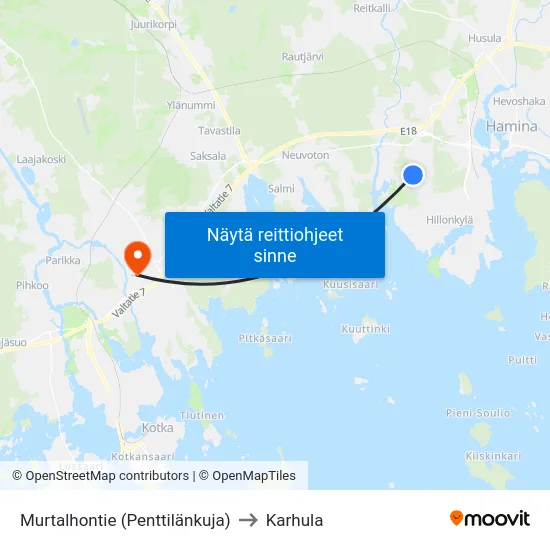 Murtalhontie  (Penttilänkuja) to Karhula map