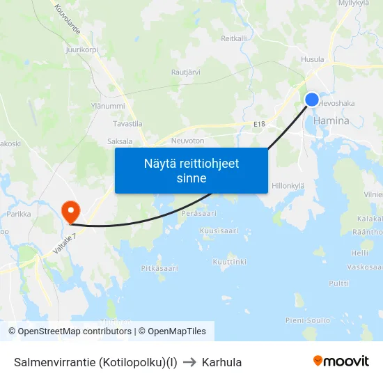 Salmenvirrantie  (Kotilopolku)(I) to Karhula map