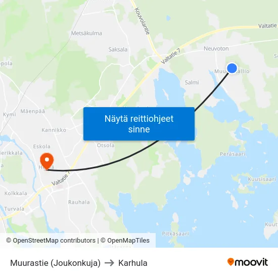 Muurastie  (Joukonkuja) to Karhula map