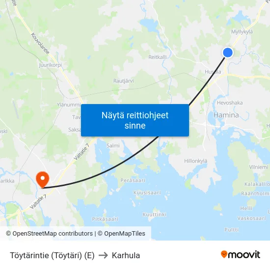 Töytärintie  (Töytäri) (E) to Karhula map