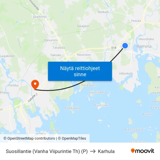 Suosillantie  (Vanha Viipurintie Th) (P) to Karhula map