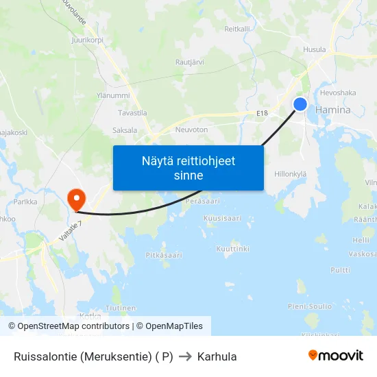 Ruissalontie  (Meruksentie) ( P) to Karhula map